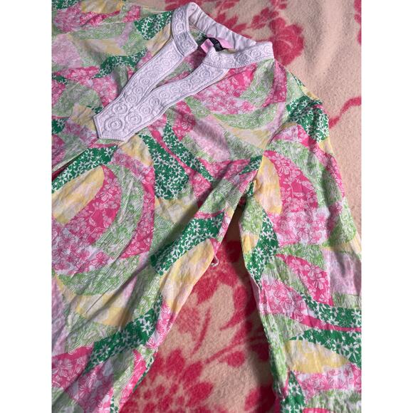 Lilly Pulitzer X Pea in the Pod pattern Maternity tunic blouse 100% cotton SZ M - Picture 2 of 9